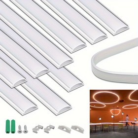 Resim 10-Lu FlexiLED Alüminyum Kanal Profili, 1.65ft/0.5m, Anodize Eğrili Kurulum, Şerit Işıklar ile Uyumlu, Güç Kaynağına İhtiyaç Yok, Kablosuz Değil, Pilsiz 