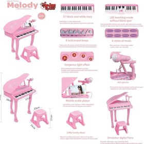 Resim Mayf BAO-1403 0213 Mikrofonlu 37 Tuşlu Mp3 Çalar Büyük Pembe Piyano 