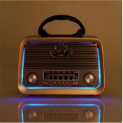 Resim Eskitme Nostalji Tasarımlı Bluetooth Radyo, Fm, Sd Kart, Aux, Kahverengi 