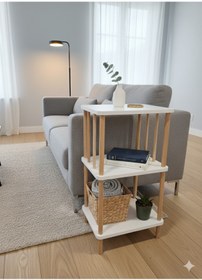 Resim PEKA Modern Çevir Kur 2 Raflı Köşe Ve Yan Sehpa – Çok Amaçlı Fiskos Sehpa 