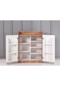 Resim Çok Amaçlı 165 Derece Açılan 2 Kapaklı Kısa Kiler Mutfak Dolabı 