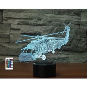 Resim Szypzstore 3d Helikopter Uzaktan Kumanda 16 Renk Gece Işıkları Illusion Akrilik Led Masa Başucu Lambası Çocuk Yatak Odası Masa Dekor Çocuklar Için Doğum Günü Hediyeleri Oyuncak Jojxfc Siyah 