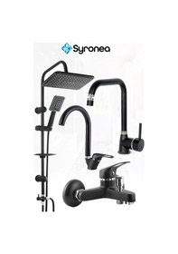 Resim Özel Robot Yağmurlama Siyah Tepe Duş Seti Banyo Mutfak Lavabo Bataryası Seti Musluk Set Siyah 