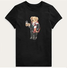 Resim Snapbuy Ayı Grafik T-shirt - Kadın Spor Rahat Yuvarlak Boyunlu Y2k Moda Tişörtblack Black 