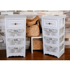 Resim Ahşap 4 Çekmeceli Hasır Görünümlü Sebzelik 