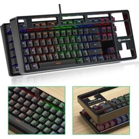 Resim Leaven K870 Blue Switch Mekanik Gaming Oyun Klavyesi Rgb 61 Key Mavi Tuş Type-C Klavye Siyah 