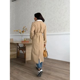 Resim Comstar Kadın Klasik Cepli Kuşaklı Trend Midi Taba Trençkot 