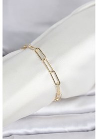 Resim Cm 14k Gold Renk Kalın Ataç Zincir Model Kadın Bileklik Çok Renkli 