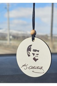 Resim hebmeyy Araba araç dikiz aynası süsü iki taraflı K. Atatürk yazısı ve resmi 