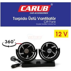 Resim Carub 12 Volt Çiftli Torpido Üstü Vantilatör Ayarlı 