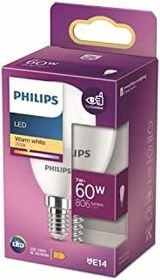 Resim Philips LED 60W P48 E14 Sarı Işık Dim Edilmez Ampul Tekli Paket 