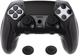 Resim PlayVital Ninja Edition Kaymaz Yarım Kaplamalı Silikon Kapak, ps5 Edge Kablosuz Denetleyici için, Ergonomik Koruyucu Yumuşak Kauçuk Kılıf, Başparmak Tutamaklı PS5 Kenar Kontrol Cihazı için - Siyah 