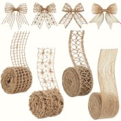 Resim 4 Adet Doğal Jüt Kurdele, Her Biri 2m - Yüksek Kaliteli Keten Dantel Kenarlığı DIY El İşleri, Düğün & Parti Dekoru, Hediye Paketleme İçin 
