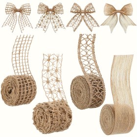 Resim 4 Adet Doğal Jüt Kurdele, Her Biri 2m - Yüksek Kaliteli Keten Dantel Kenarlığı DIY El İşleri, Düğün & Parti Dekoru, Hediye Paketleme İçin 