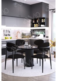 Resim Avvio Talex Bohem Ayak Siyah Polo Sandalye 90x90 Masa Sandalye Takımı Siyah Mermer 