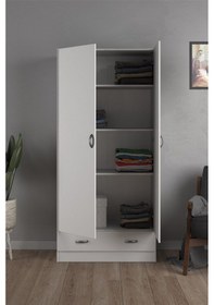Resim Aysu Giyinme Dolabı - Çok Amaçlı Dolap - Gardırop 80 Cm-2 Kapaklı-1 Çekmeceli 