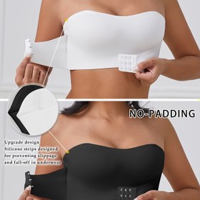 Resim 2 Adet Kadınlar İçin Şık Askısız Push-Up Bandeau Sütyen - Ön Kapatmalı, Dolgusuz, Düşük Destekli, Düz Renk, Tel Yok, Sadece Elde Yıkanabilir Günlük ve Resmi Kullanım 