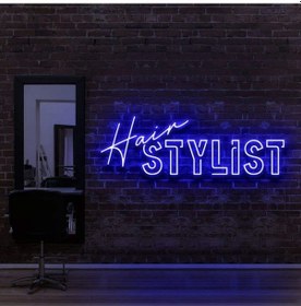 Resim Hair Stylıst Yazılı Neon Tabela Mavi 