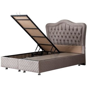 Resim Setaymobilya Baza, Camelli Çift Kişilik Gri Baza + Başlık, Setay 