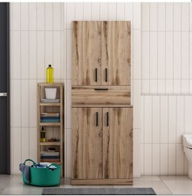 Resim Çamaşır Makinesi Dolabı Poyraz Çırağan Ceviz 