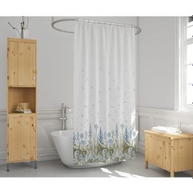 Resim Kır Banyo Perdesi + Askı 180x200 CM Tek Kanat Duş Perdesi, Renkli Çiçekli Çok Renkli 
