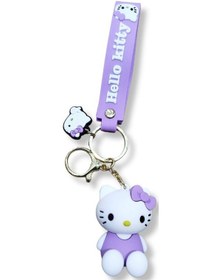 Resim Hello Kitty Purple Edition 3d Figürlü Bilek Kayışlı Anahtarlık - 1 Adet 