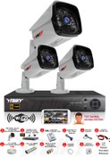 Resim TAIKY 3 Kameralı 5mp Lensli Fullhd 1080p Yüz Tanıma Wıfı Güvenlik Kamera Sistemi W-f610-500 