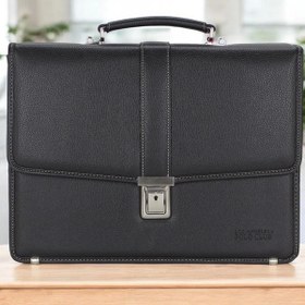 Resim Siyah Vintage Klasik Tarz A4 Kağıt Uyumlu Evrak Çantası 