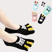 Resim 1 Çift / 5 Çift Seçenek Kadın Anime Kedi Parmak Çorapları - Ayarlanabilir Beş Parmaklı, Nefes Alabilen Günlük ve Özel Günler İçin Ayakkabı (Makinede Yıkanabilir) - Kedilere Özel Hediye, Eğlenceli Tasarım, Yumuşak Kumaş Çoraplar 