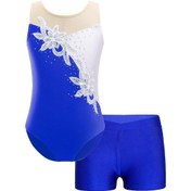 Resim Pembe 2 Adet Çocuk Kız Kolsuz Patchwork Tarzı Jimnastik Mayoları Bale Dans Bodysuit Unitards Şort Pembe 