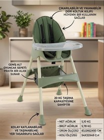 Resim ÖYKÜ BEBEK DUNYASI Yeni Model Yeni Sezon Çift Tepsili Yıkanabilir Kumaş Kaymaz Taban Mama Sandalyesi 