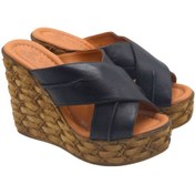 Resim Kadın Dolgu Topuk Deri Terlik Siyah 2112202y Yetişkin 