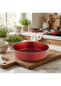 Resim 26 Cm Granit Ezme V Fırın Tepsisi - Kırmızı Kırmızı 