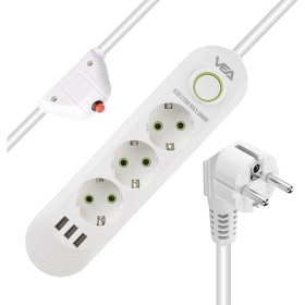 Resim Vea Mlvx Vea VA-21558 3'lü 1.5 mt Kablolu 3 Usb'li Beyaz Akım Korumalı Priz Mlv Blsm 
