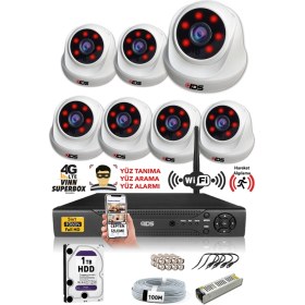Resim Ids 7 Kameralı 5mp Sony Lensli 1080P Fullhd Güvenlik Kamerası Sistemi - Cepten Izle - 1tb Iç 