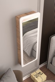 Resim Lune Takı Dolabı Aynalı Çok Amaçlı Hediyelik Takı Dolabı Atlantik Çam Gövde Beyaz Kapak 