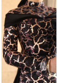 Resim Raika Moda Frezya Parıltılı Şık Tesettür Abiye Pudra 