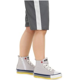 Resim Kiko Kids Tinna Bağcıklı Erkek Bebek Boğazlı Keten Spor Ayakkabı Gri 