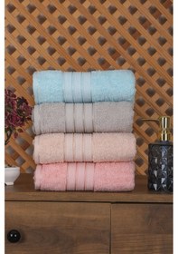 Resim 4 Lü El Yüz Havlu Seti %100 Pamuk 50x90 Cm Assos Renkli 001 