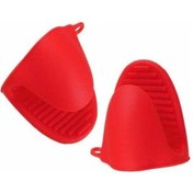 Resim Pazly Kalın Silikon Fırın Eldiveni, Izgara Ve Yemek Pişirmek İçin Kırmızı Kırmızı Kırmızı 