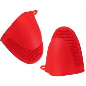 Resim Pazly Kalın Silikon Fırın Eldiveni, Izgara Ve Yemek Pişirmek İçin Kırmızı Kırmızı Kırmızı 