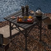 Resim Ultra Hafif Taşınabilir Katlanabilir Kamp Masası Metal Çerçeve ile - Plaj, Piknik, Seyahat, Arka Bahçe, Barbekü için İdeal - Çeşitli Meyve ve İçecekler ile Tabak Dahil | Modern Açık Hava Masası | Dayanıklı Açık Hava Masası, Piknik Masası 