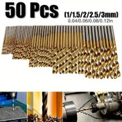 Resim 50 adet Titanyum Kaplamalı HSS Matkap Seti - 1-3mm Yüksek Hızlı Çelik, Yuvarlak Shank, Metal ve Ahşap için, Hassas Tasarım, Dayanıklı Karışık Boyutlar, DIY ve El Tipi Elektrikli Matkaplar, Ahşap İşleme Araçları için | Spiral Petal Matkap | Paslanmaz Çelik Yapı 
