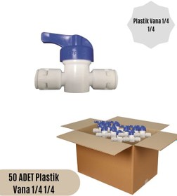 Resim Evora 50 Adet Plastik Vana 1/4 1/4 Dirsek 