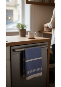 Resim Pamuklu , Püsküllü , Yüksek Emiş Güçlü El Ve Kurulama Bezi Mutfak Havlusu 30 X 50 Cm - Mavi Mavi 