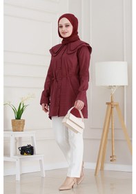Resim Sevitli Çift Yaka Dantelli Tunik-bordo-4982 Bordo 