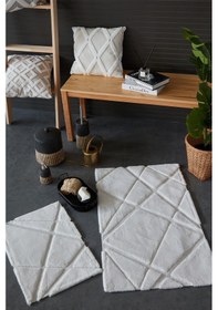 Resim Hcw İyi Geceler İstanbul Modern Ekru %100 Pamuk Viskon 2 Parça Banyo Paspas Seti Ekru 