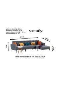 Resim Bonn Yataklı Köşe Koltuk Takımı - Gri 