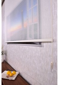 Resim Beyaz Karartma Düz Etek Dilimsiz P 1090 Blackout Zebra Stor Güneşlik Perde 80 X 200 