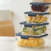 Resim Neoflam Fika Glace Vakumlu Cam Saklama Kabı Mavi 5 Parça Set 